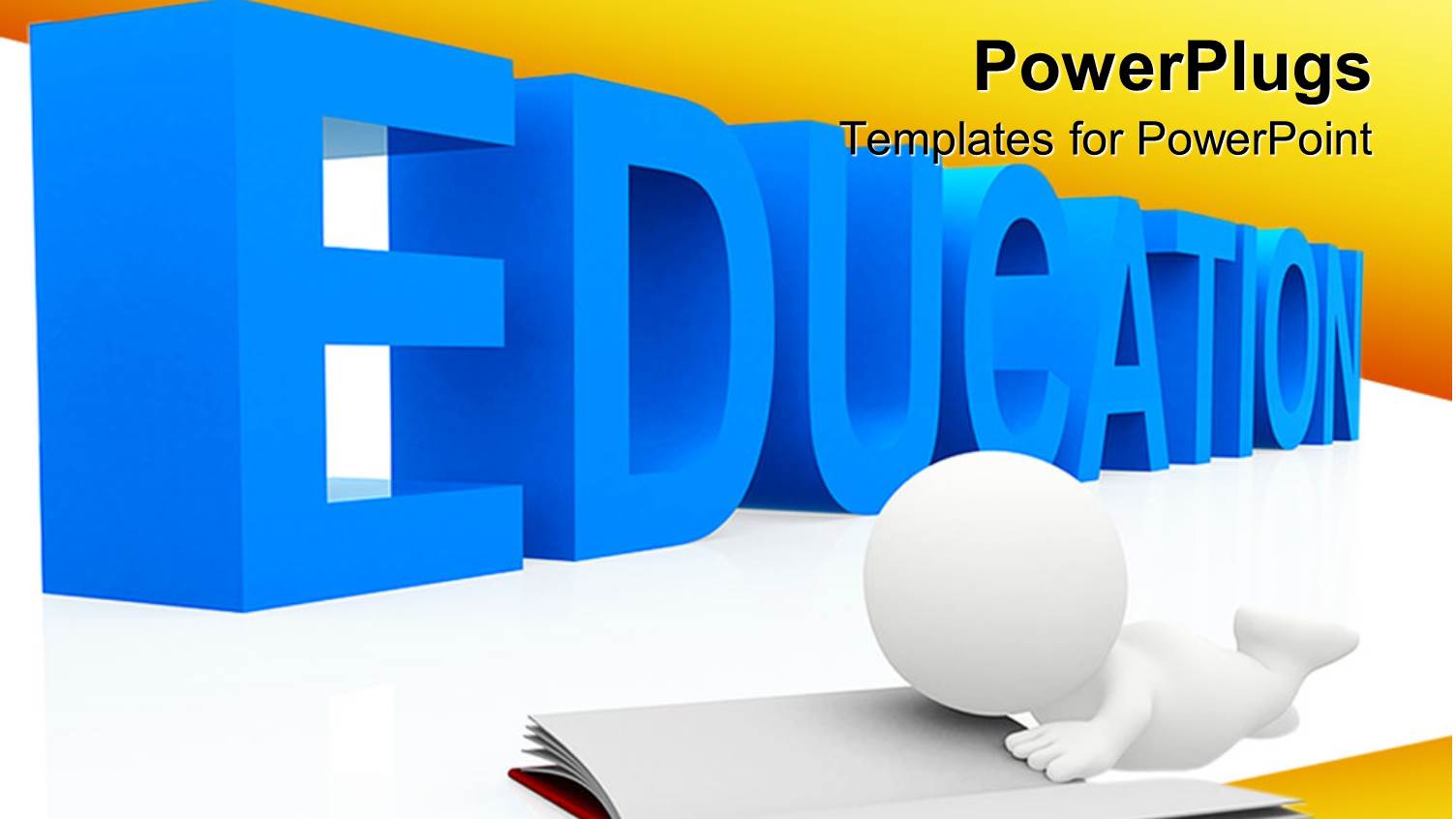 White Figure Reading Book in Front of Three Dimensional Word Education