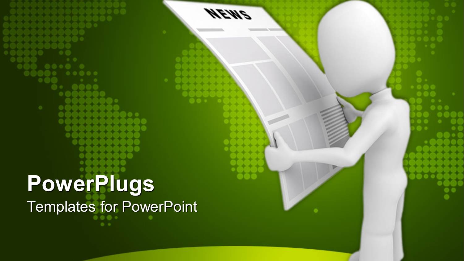 White Figure Reading Newspaper Against Green map Background