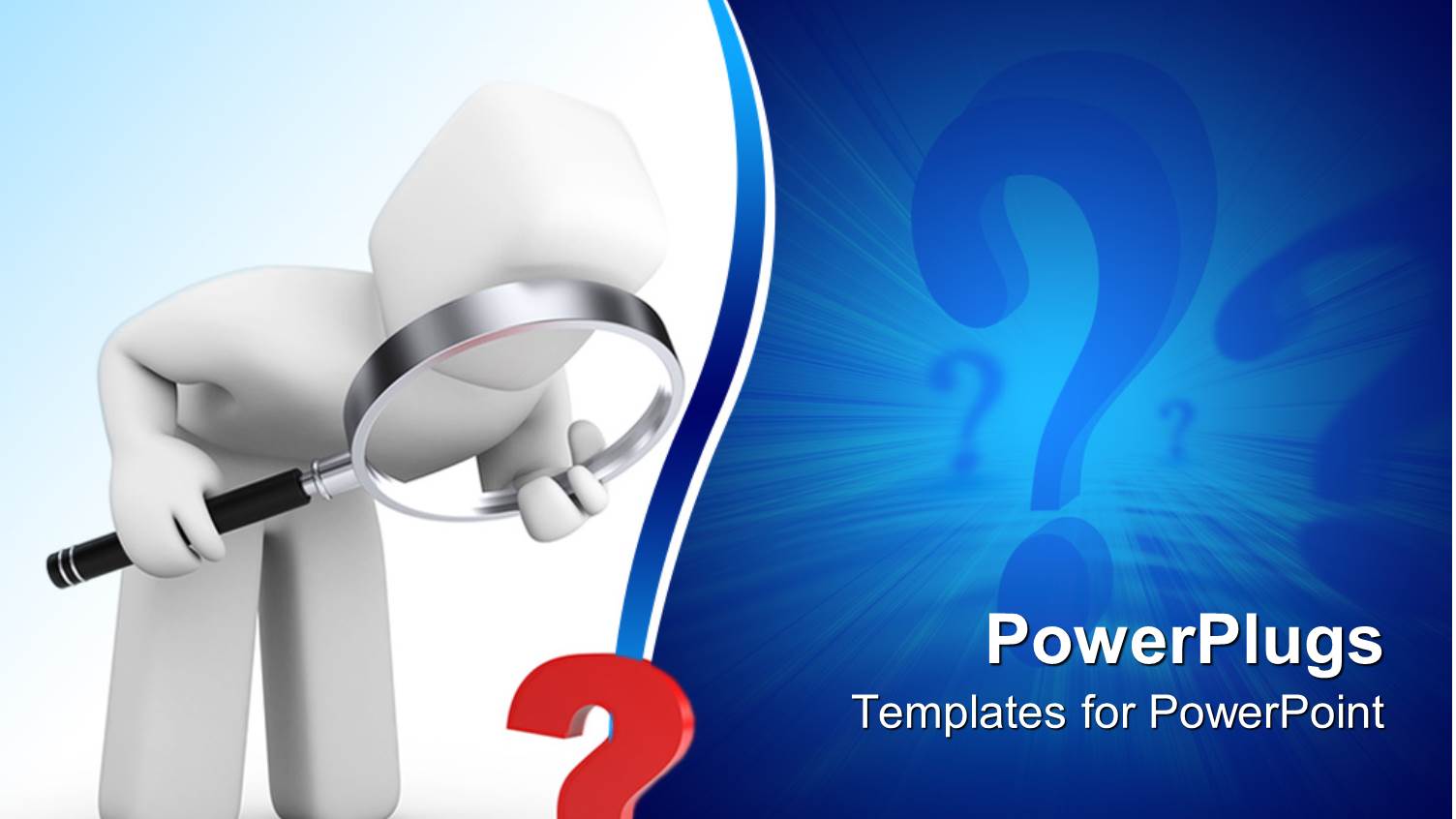 White Figure Searching for Answer to Question with Magnifying Glass