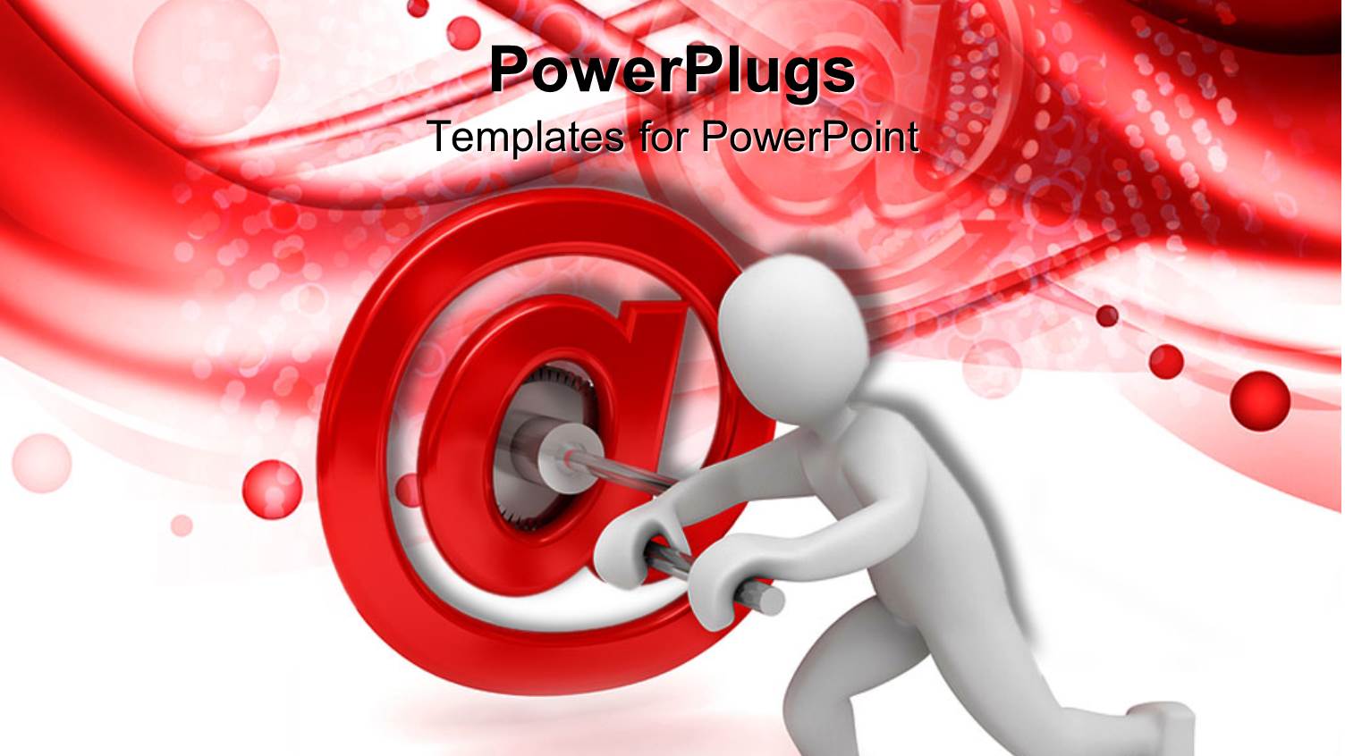 White Figure Turns Hand Crank Inside Red at Sign