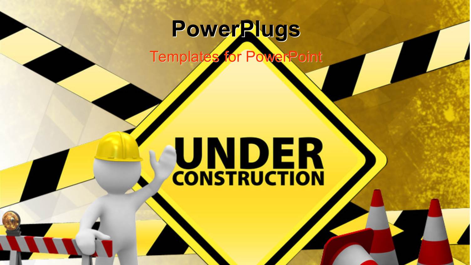 White Figure Wearing Hard Hat Standing in Front of large Under Construction Sign