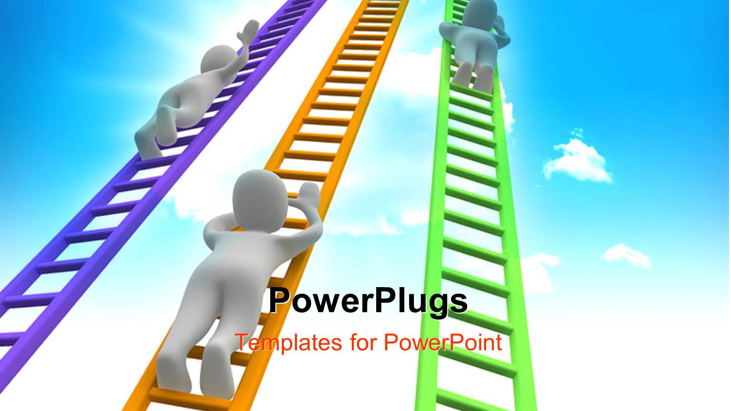 White Figures Climbing Ladders into the Sky