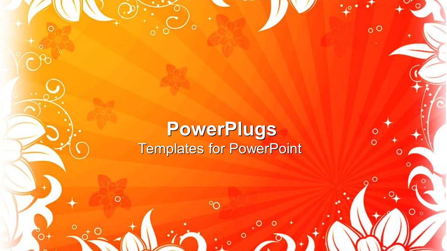 White Floral Pattern Frame on Gradient Red Orange and Yellow Background with Sunrays