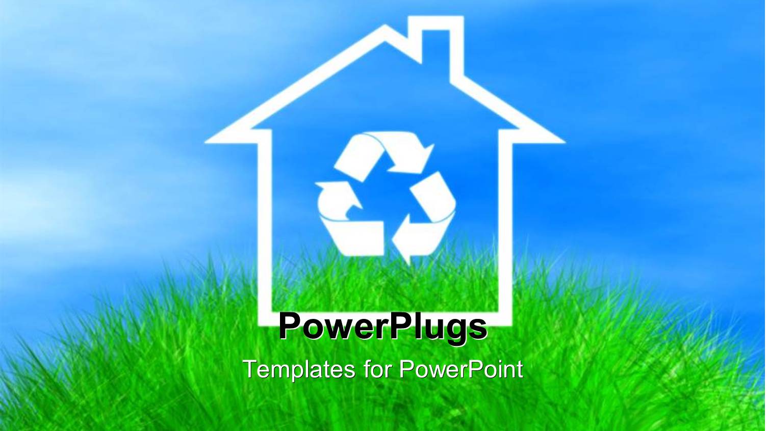 White House Outline with Recycle Symbol Over Green Field 