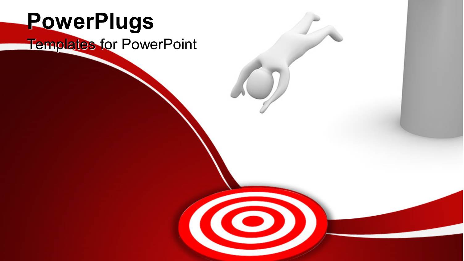 White Human Diving off Platform at Target, Red Wave Background