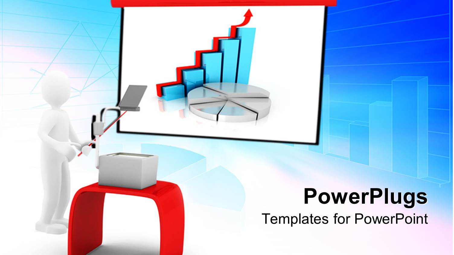 White Human Figure with a Bar Chart and Pie Chart