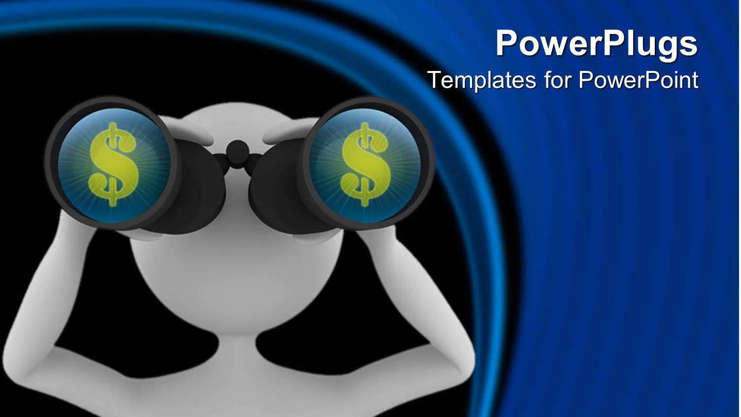 White Human Figure Looking Through a Telescope with Dollar Signs