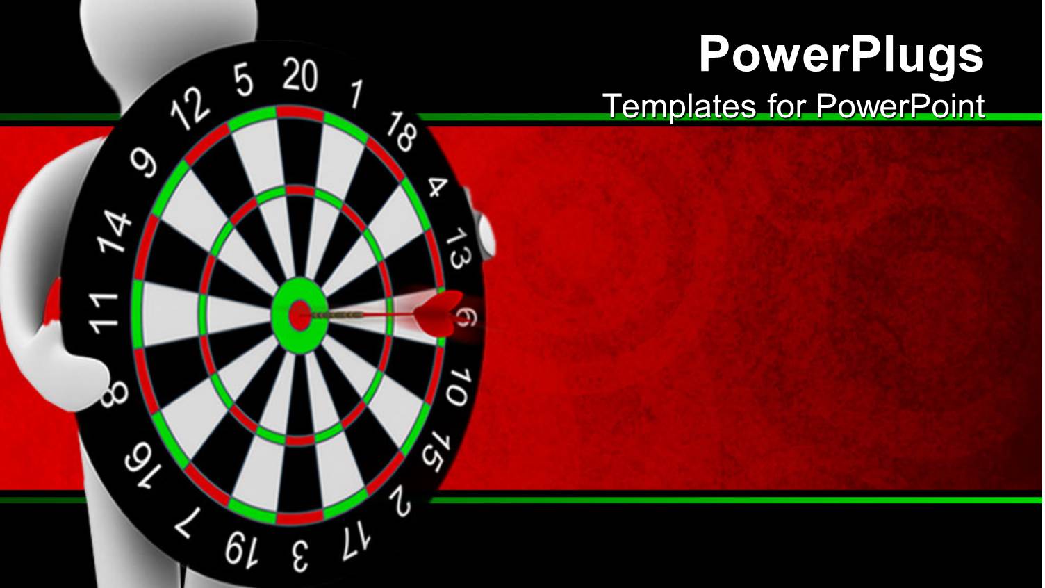 White Human Holding Dart Board with Dart on Bulls Eye