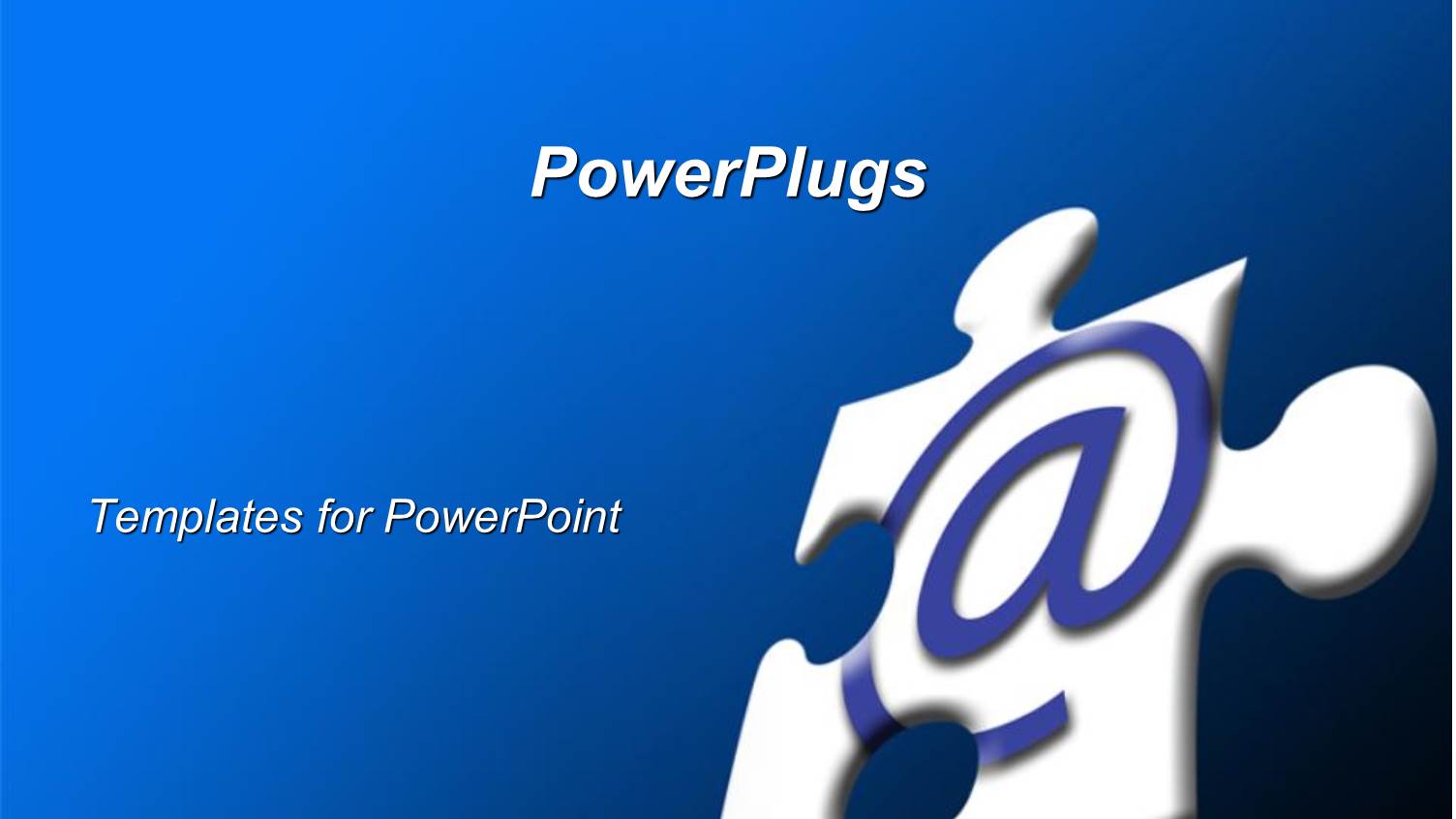 White Jigsaw Puzzle Piece with Blue @ Symbol on Blue Background