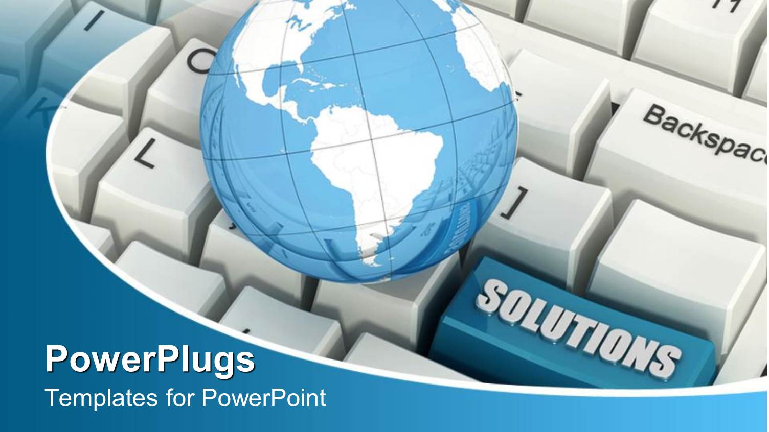 White Keyboard with a Blue Earth Globe and Solutions Tab