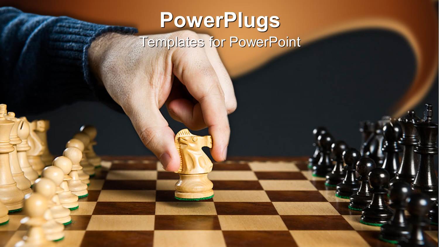 White Knight Piece Moved on Wooden Chess Board