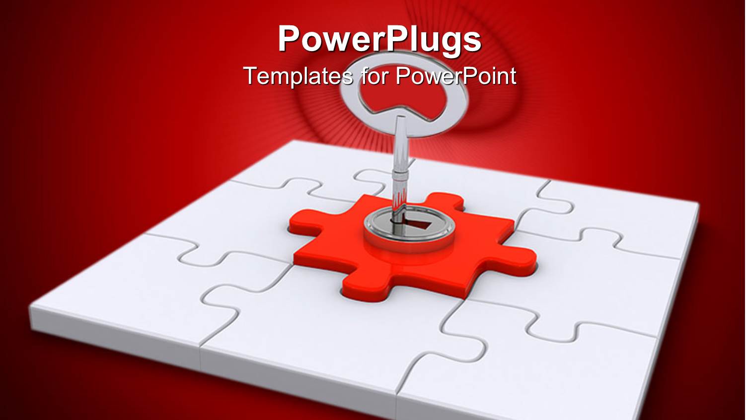 a White Laid Arranged Puzzle Set with a Key in the Middle of a Red One at the Center