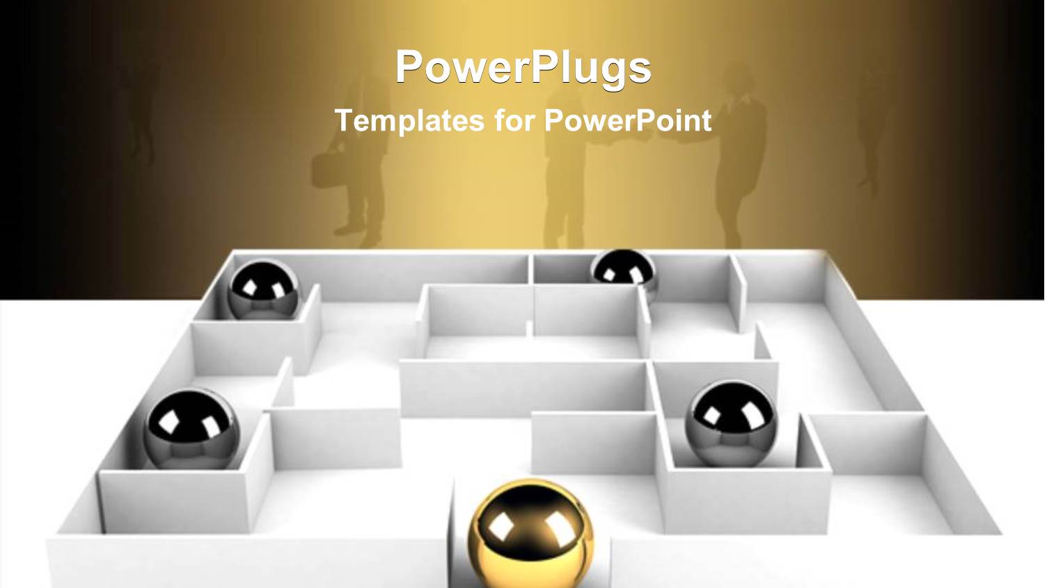 a White Maze with Four Silver Balls and a Gold One in Front