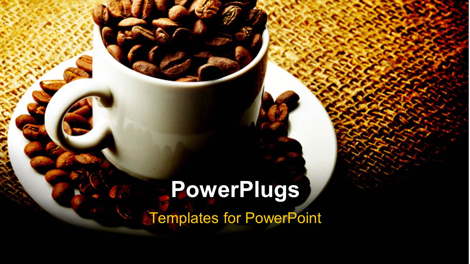 White Mug Cup and Saucer Filled with Coffee Beans