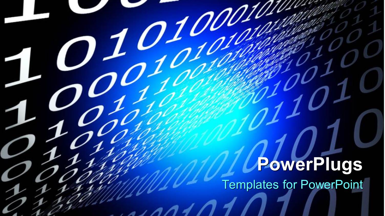 White Ones and Zeroes on Black Background with Blue Light in Center