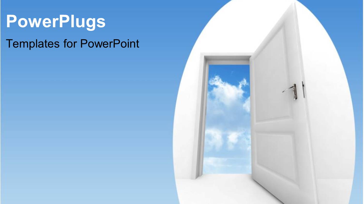 White Open Door Leading to Blue Cloudy Sky