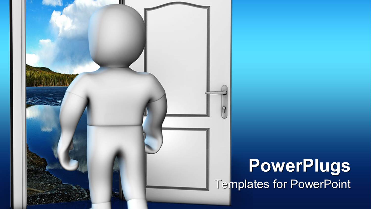 White Person Opening Door to Look into Landscape, Future Metaphor