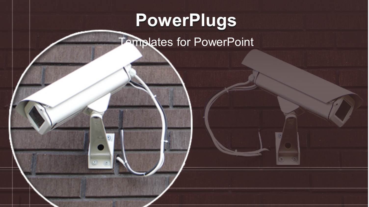 White Security Camera on Brick Wall in Brown Background