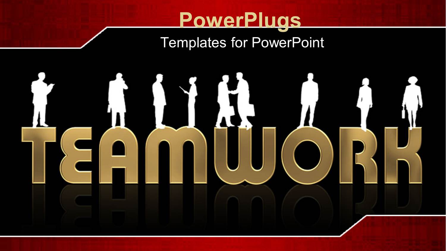 White Silhouettes of People Standing on the Word Team Work