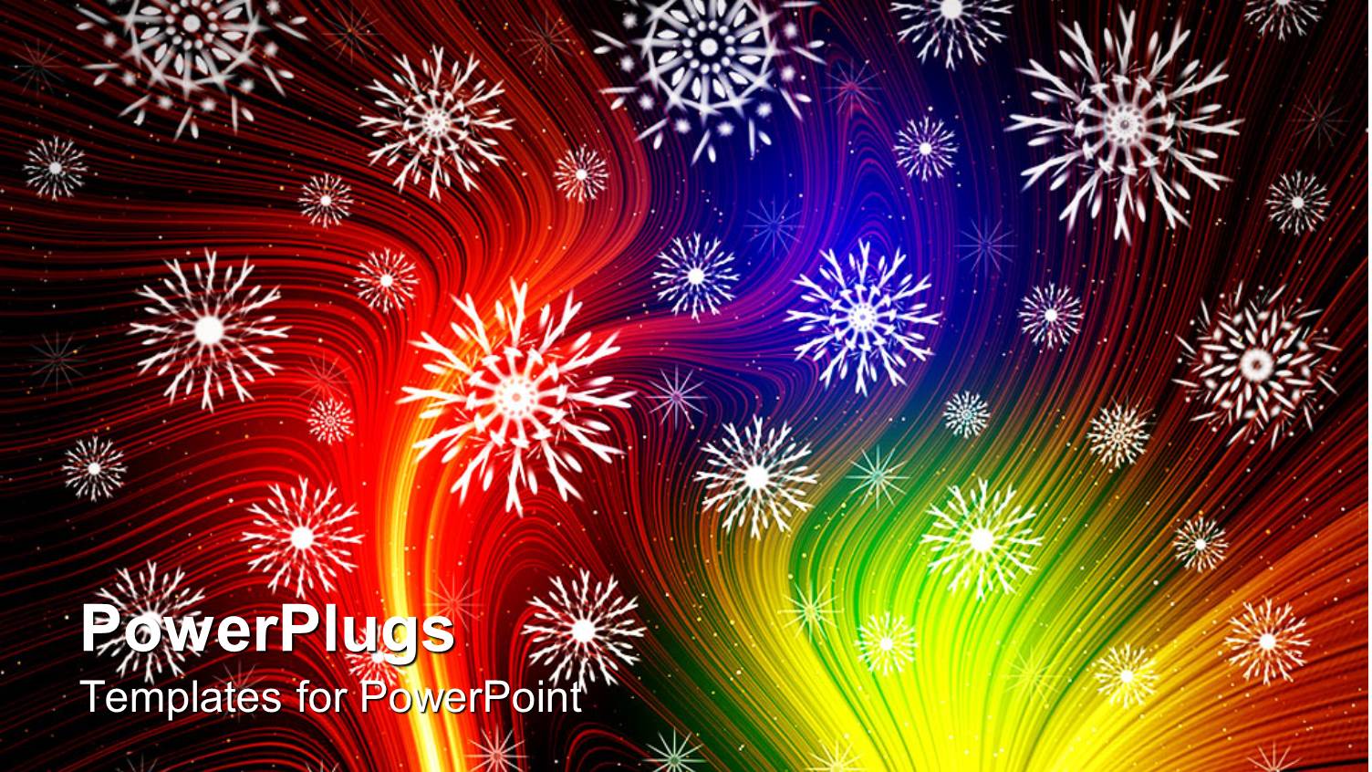 White Snowflakes on Multicolored Fiber Optic Background
