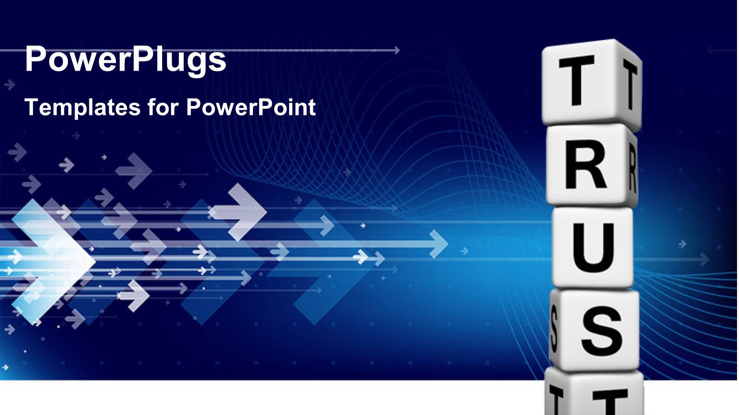 White TRUST Cubes on Each other Over Blue Background with Arrows