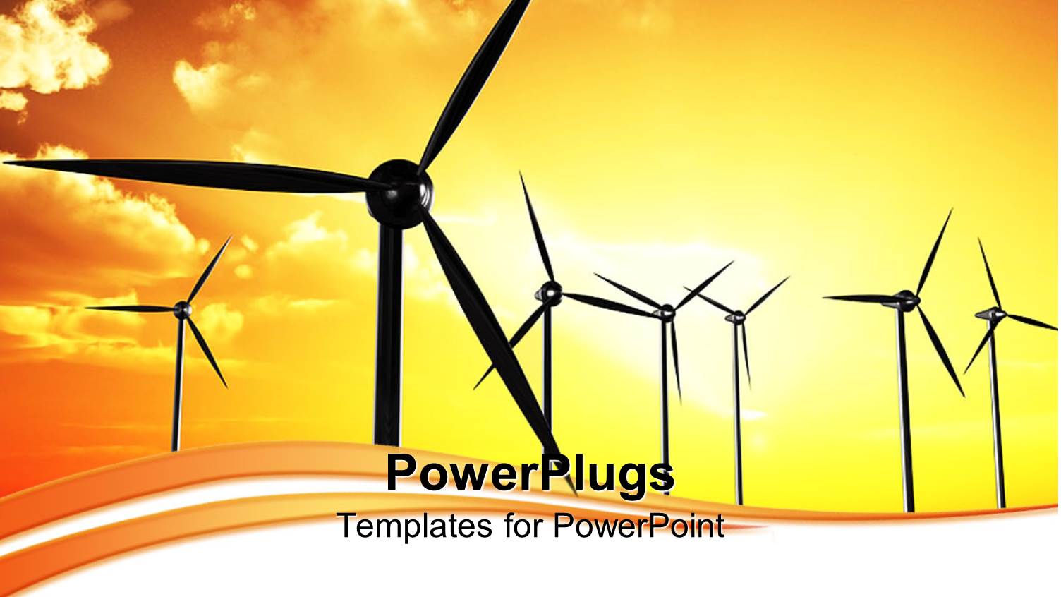 Wind Farm Turbines with Orange Sunrise