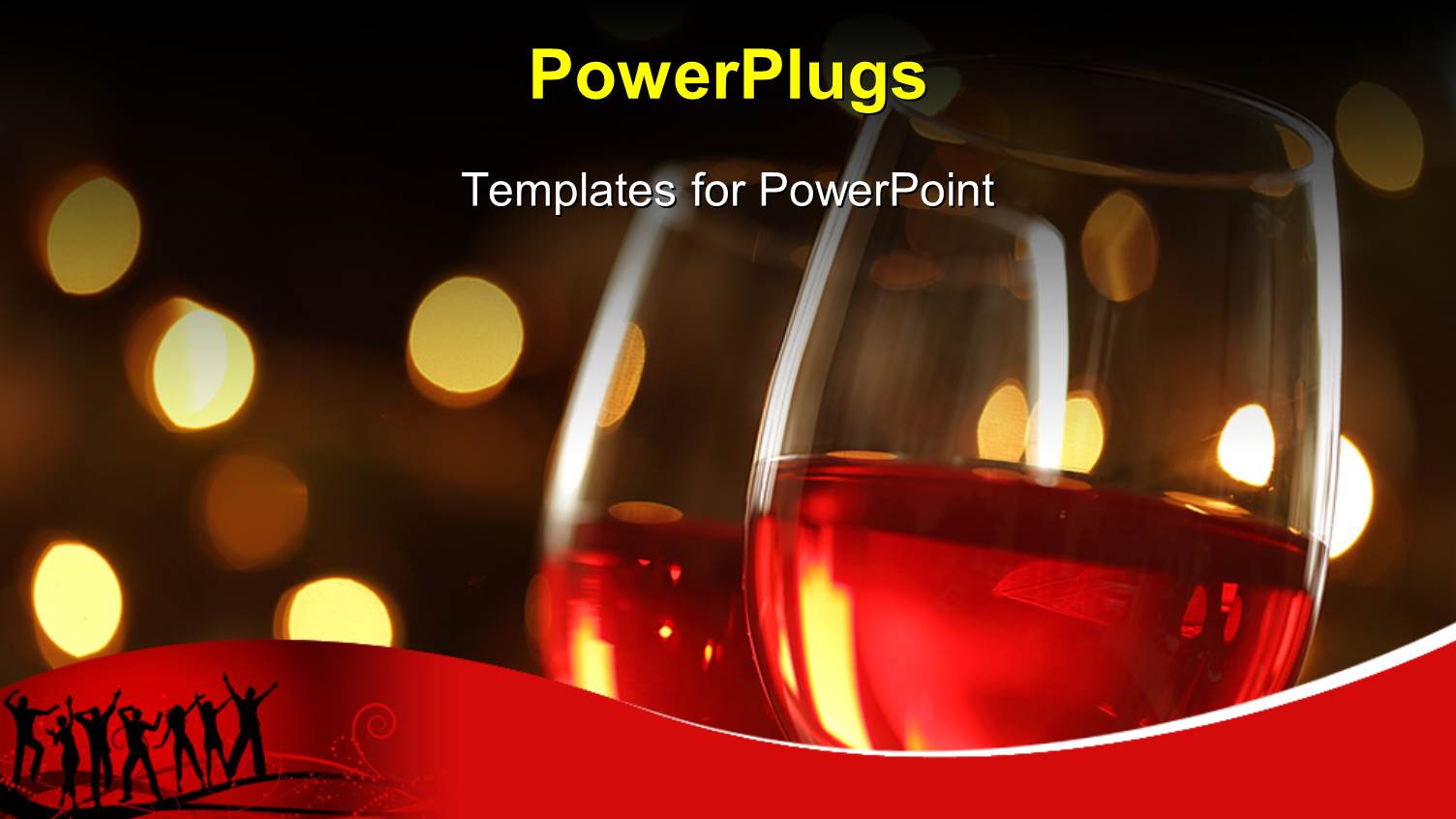 Wineglass with Red Illuminated Defocused Christmas Lights