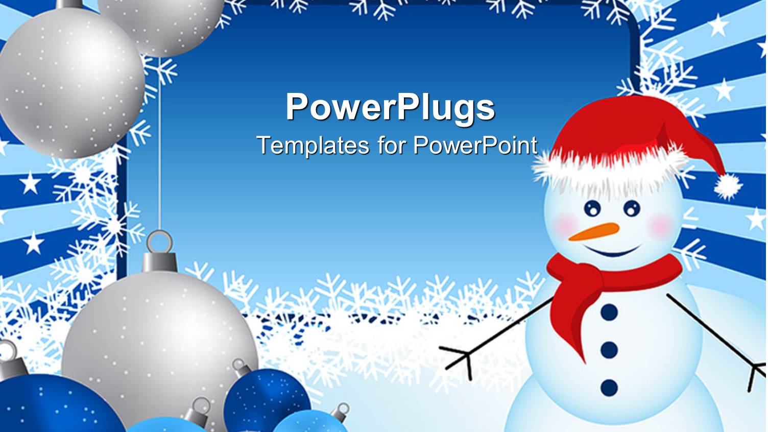 Winter Border with Christmas Ornaments, Snowman and Snowflakes