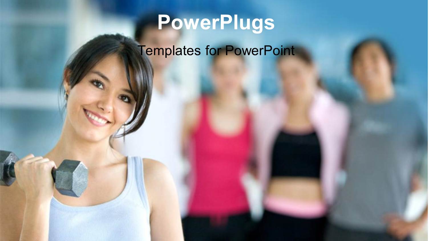 Woman at the Gym Exercising with Free Weights Along with Group of People