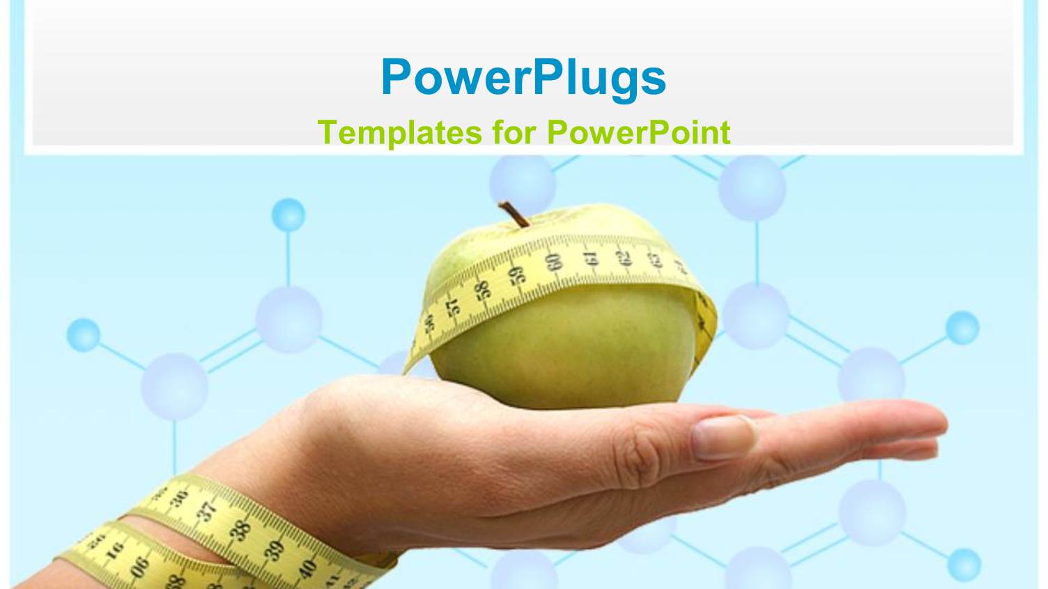 Woman Hand Holding Green Apple Covered in Measuring Tape