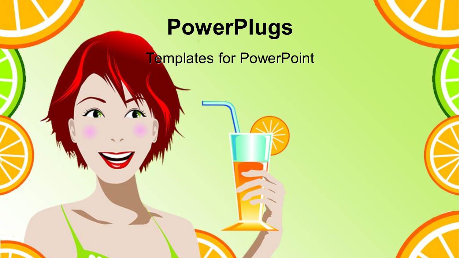 Woman Holding Orange Fruit Drink with Bendy Straw Framed by Citrus Slices