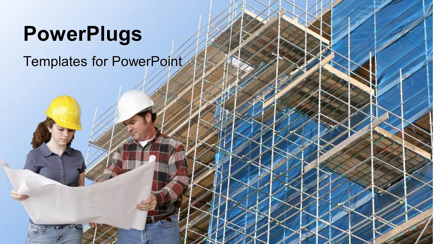 Woman and Man Builders Holding a Blueprint of a Building Standing in Front of a Building Under Construction