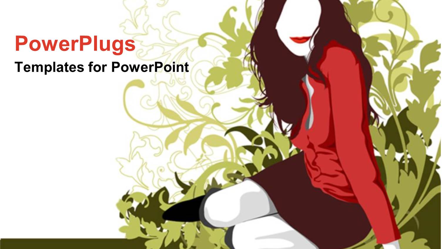 Woman in Red and Burgundy Sitting Next to Green Silhouette of Plants