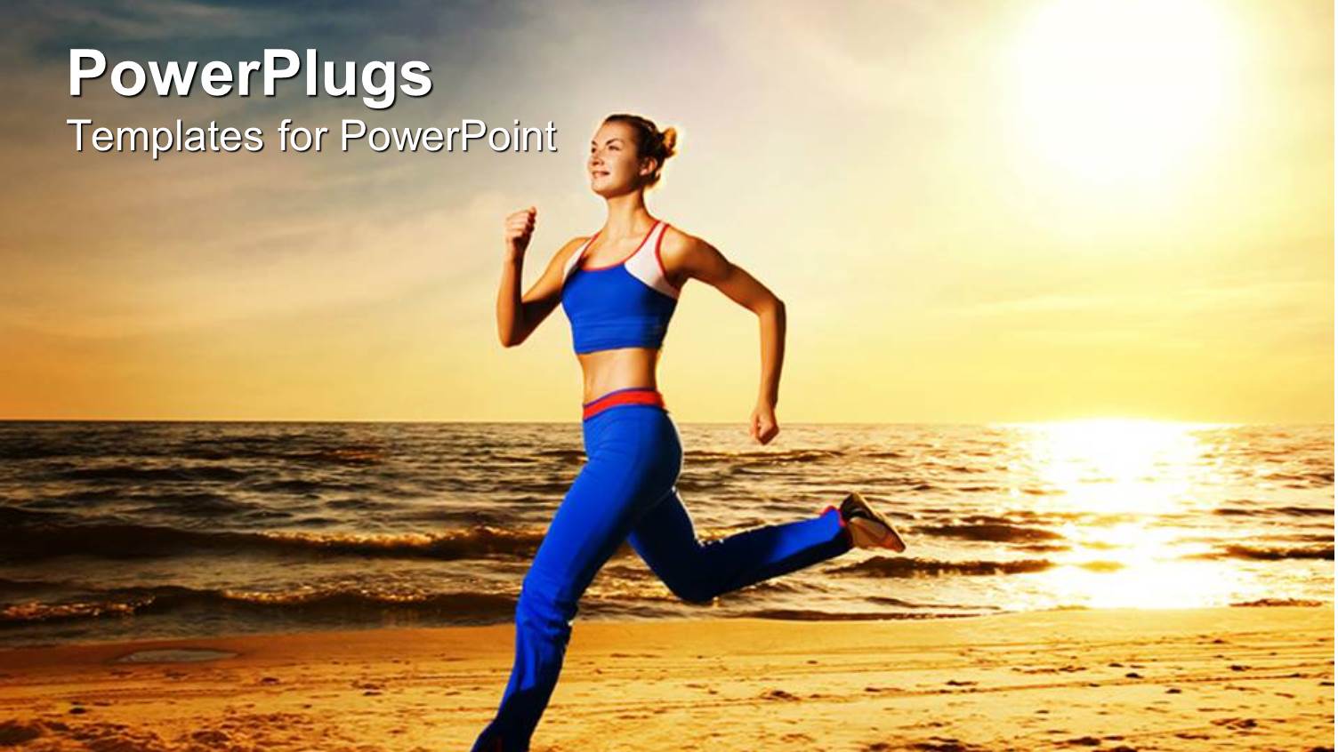 Woman Running on Beach at Sunset, Fitness, Exercise, Health