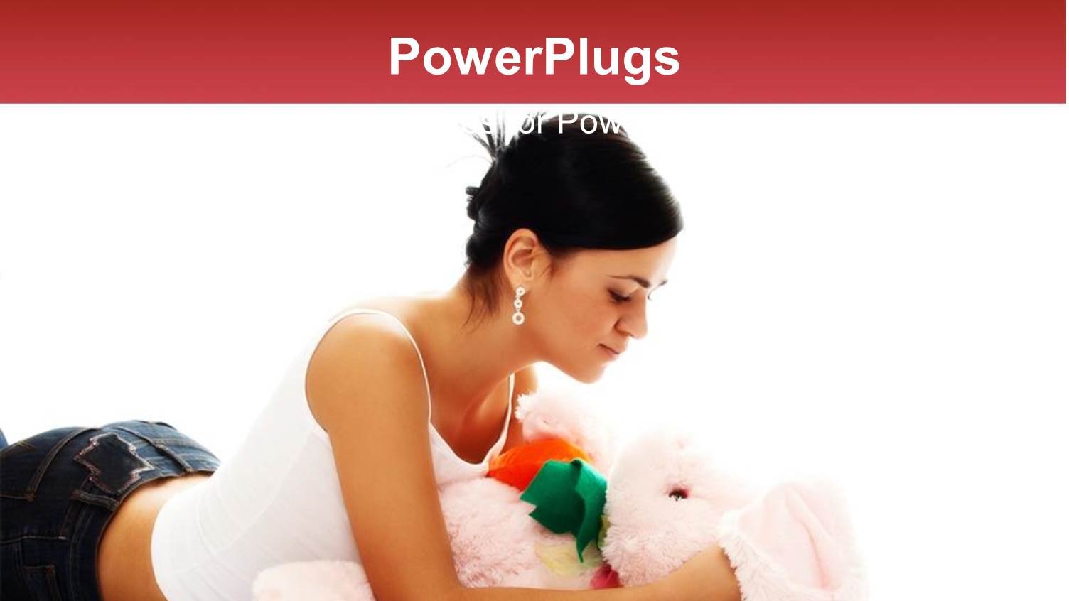 Woman Wearing Silver Earrings and White Tank Top Laying with Stuffed Rabbit