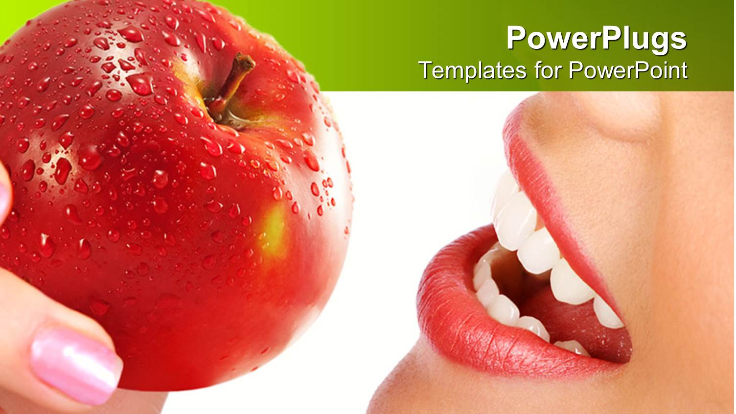 Woman's Mouth and Hand Holding Apple, Nutrition, Dental Hygiene