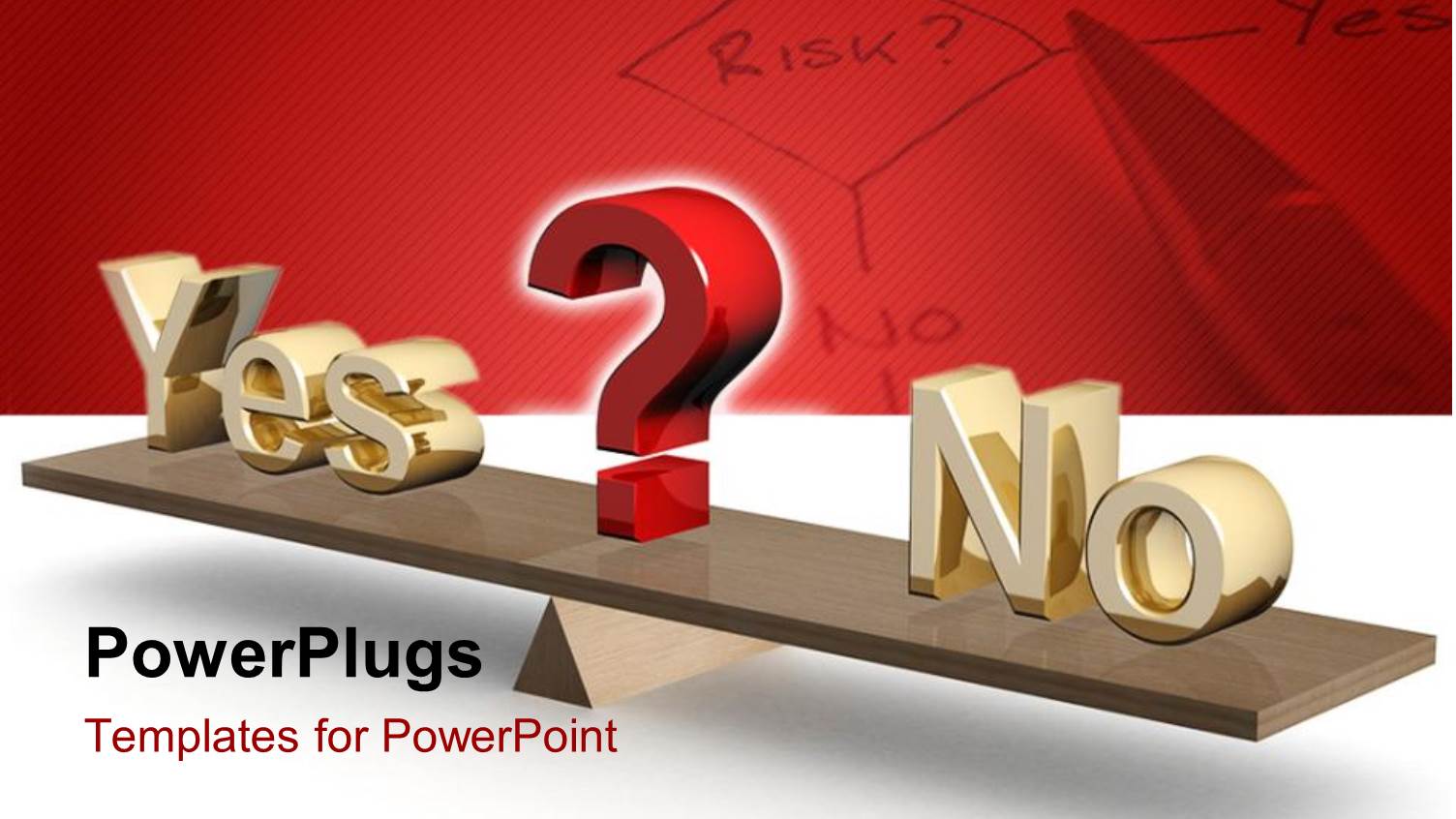 a Wooden Beam Balance with a Yes and no Text and Red Question Mark