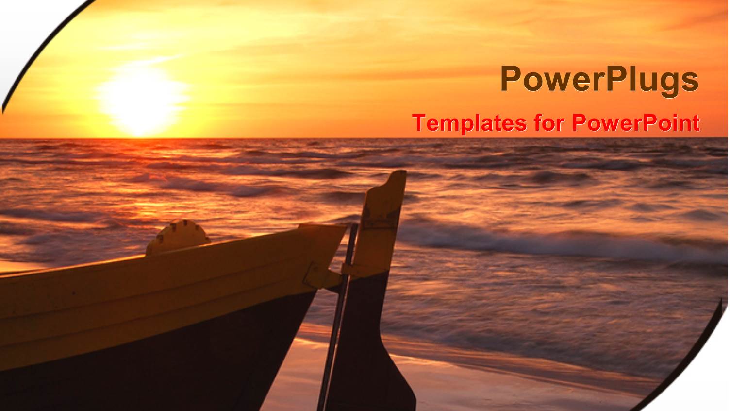 Wooden Boat Anchored at Sea Shore with Sunset Over Sea