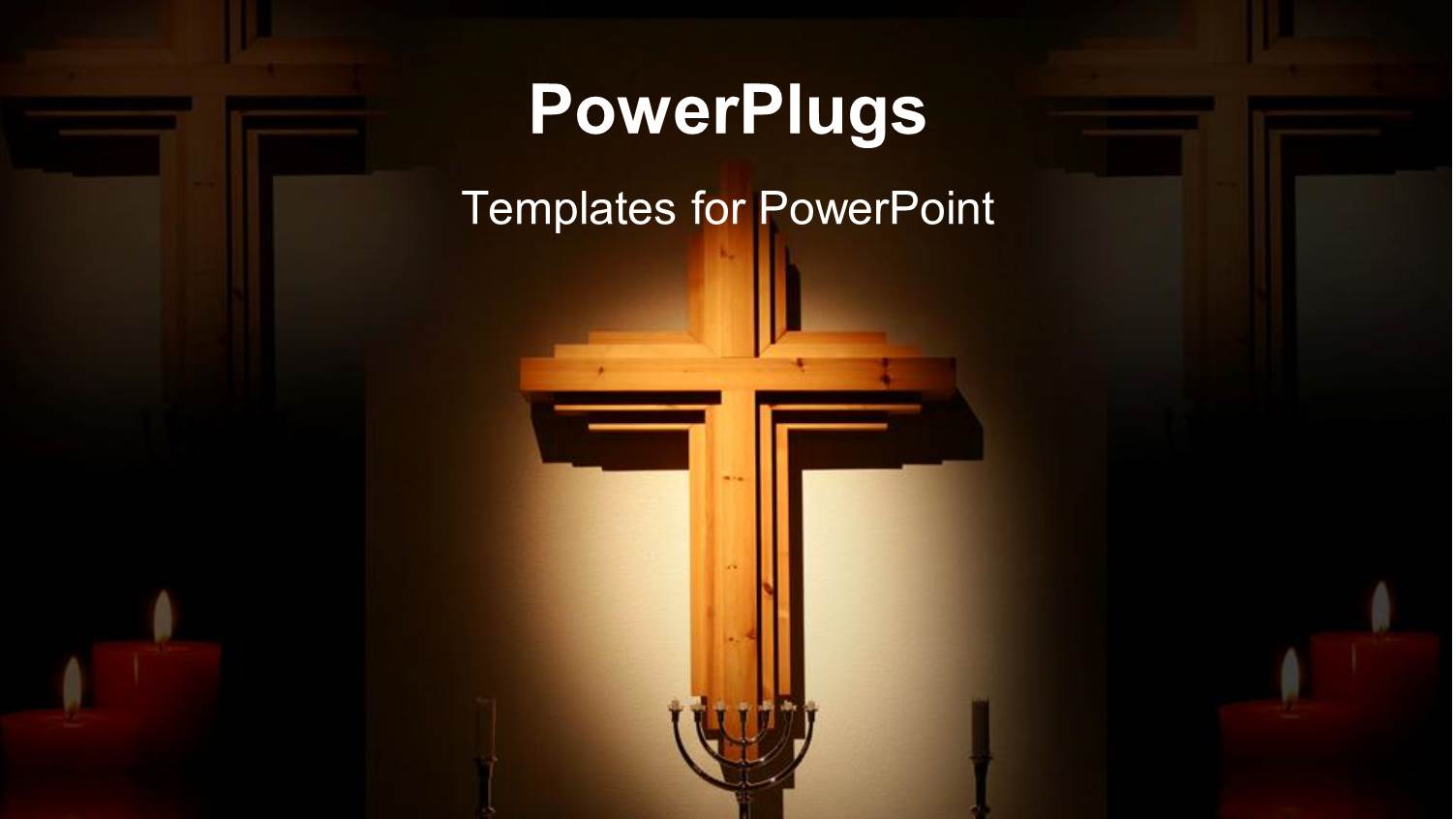 Wooden Cross on Altar Lighted by Altar Candles