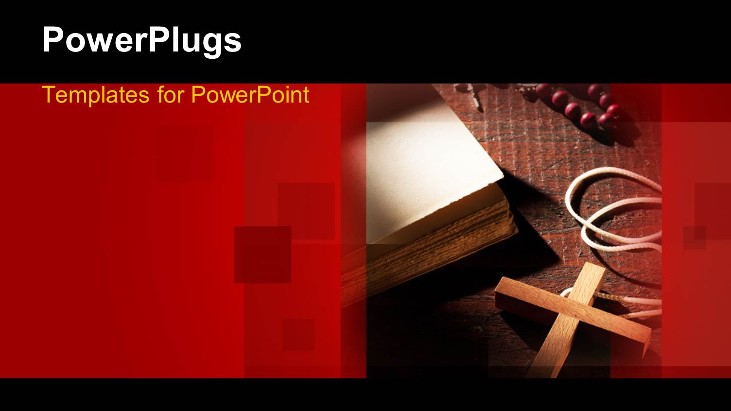 a Cross with a Book and a Rosary on a Red Surface