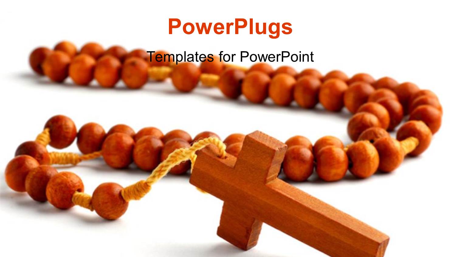 Wooden Rosary with Brown Beads on White Background 