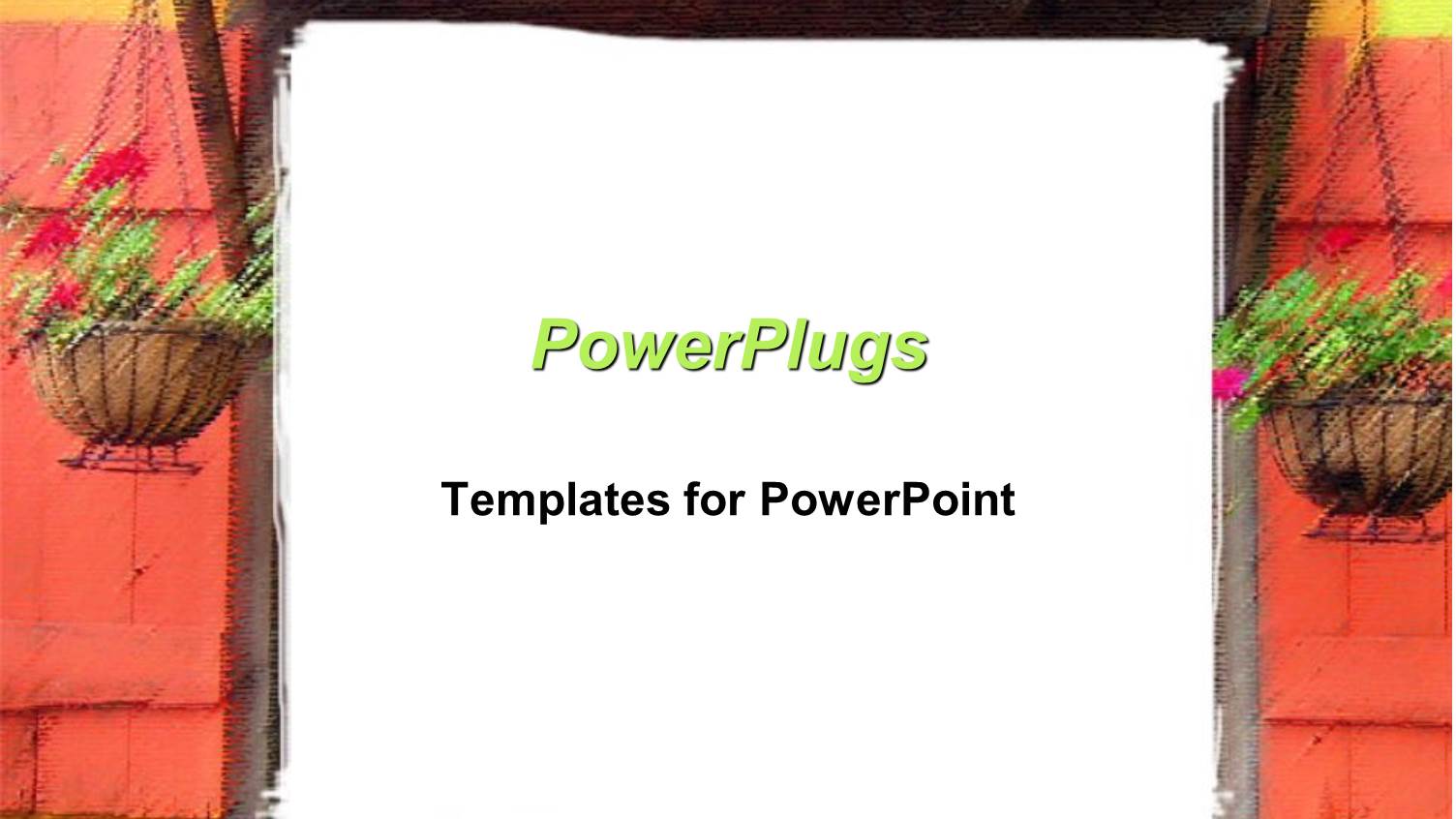 Wooden Window with Two Brown Flower Pots with Flowers