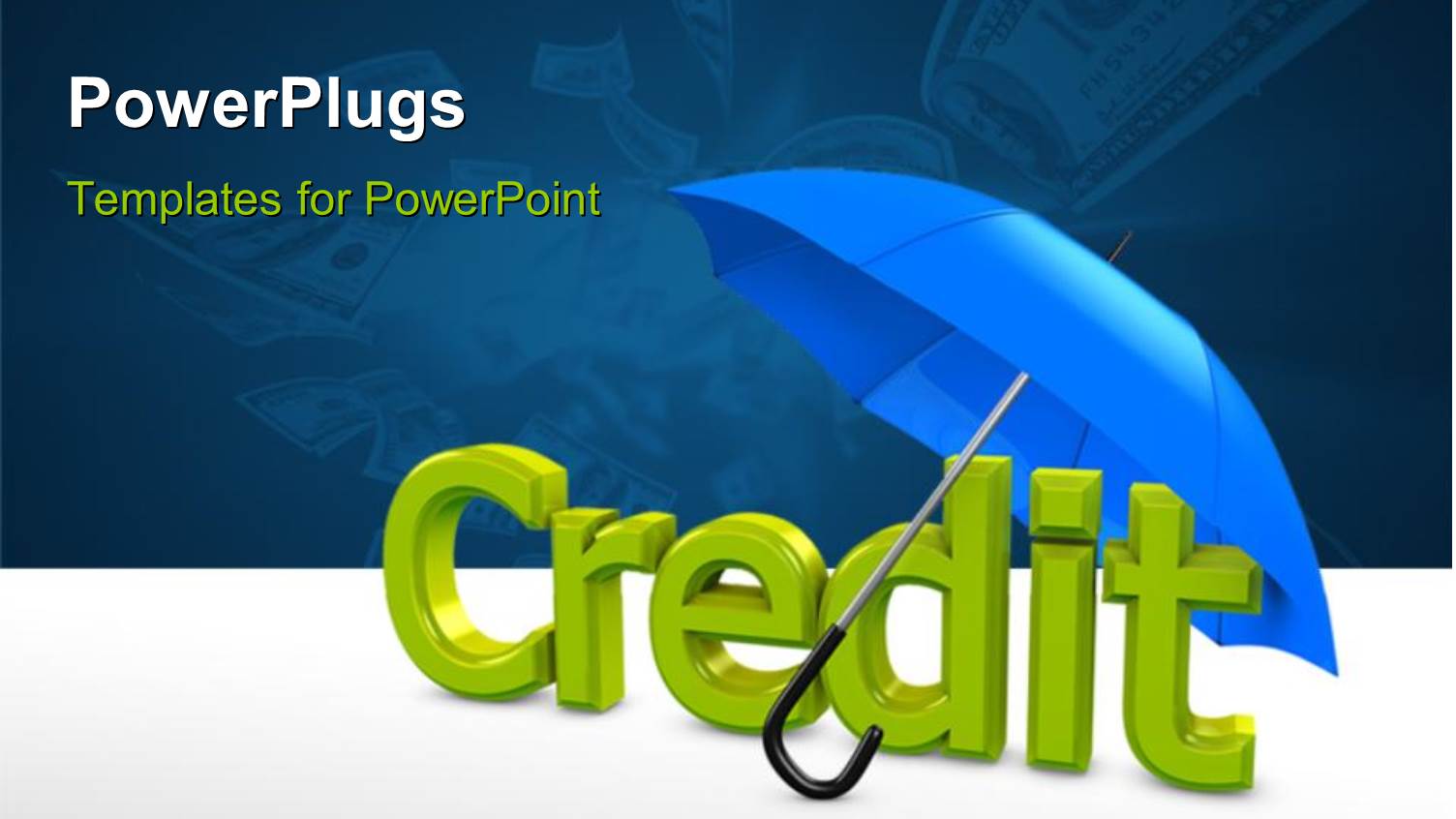 the Word Credit in 3D Covered with an Umbrella with Dollars