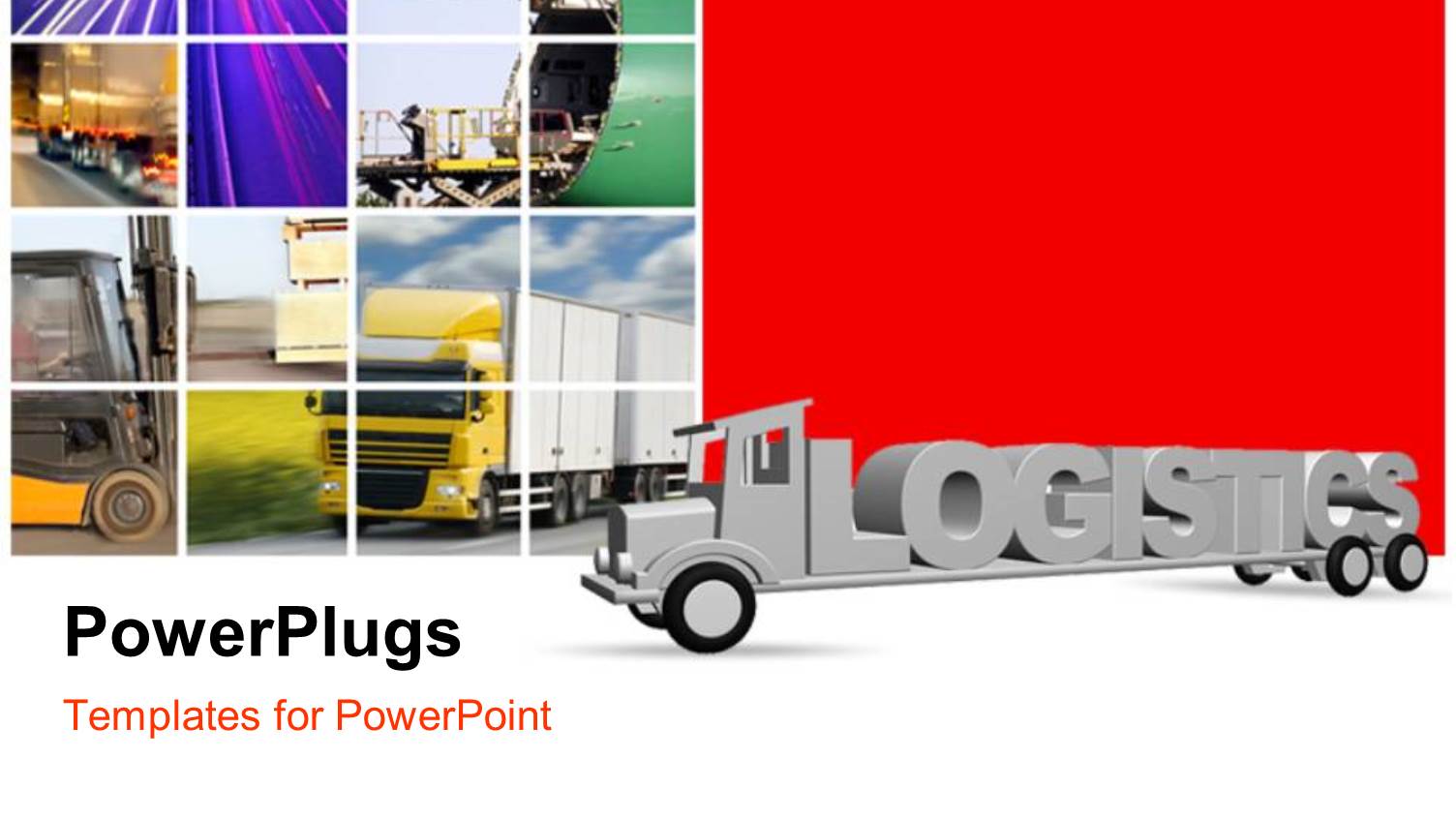 the Word Logistics on an Old Grey Truck with Various Transportation Vehicles in Background