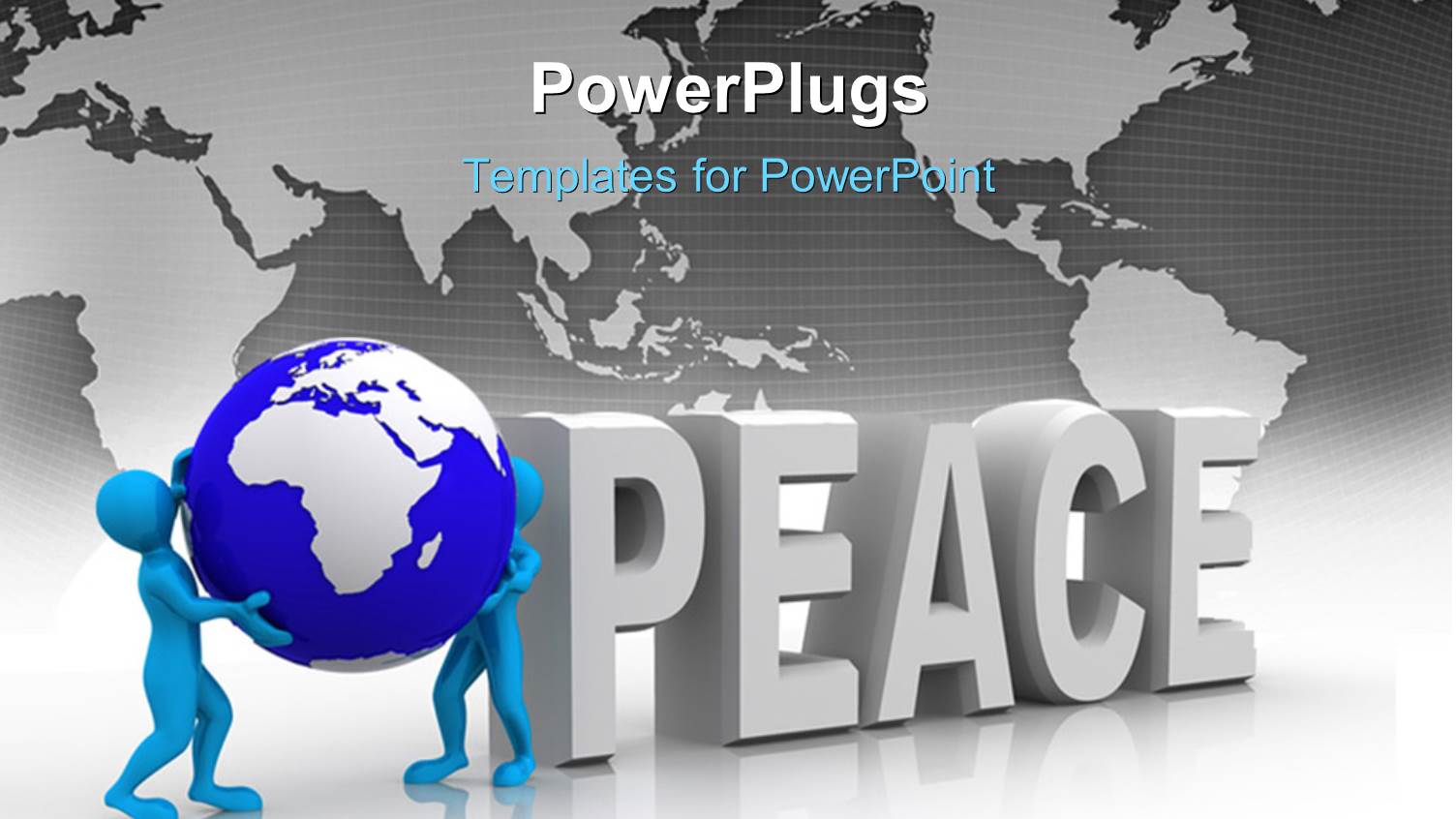 the Word Peace with a Globe and a Map in Background