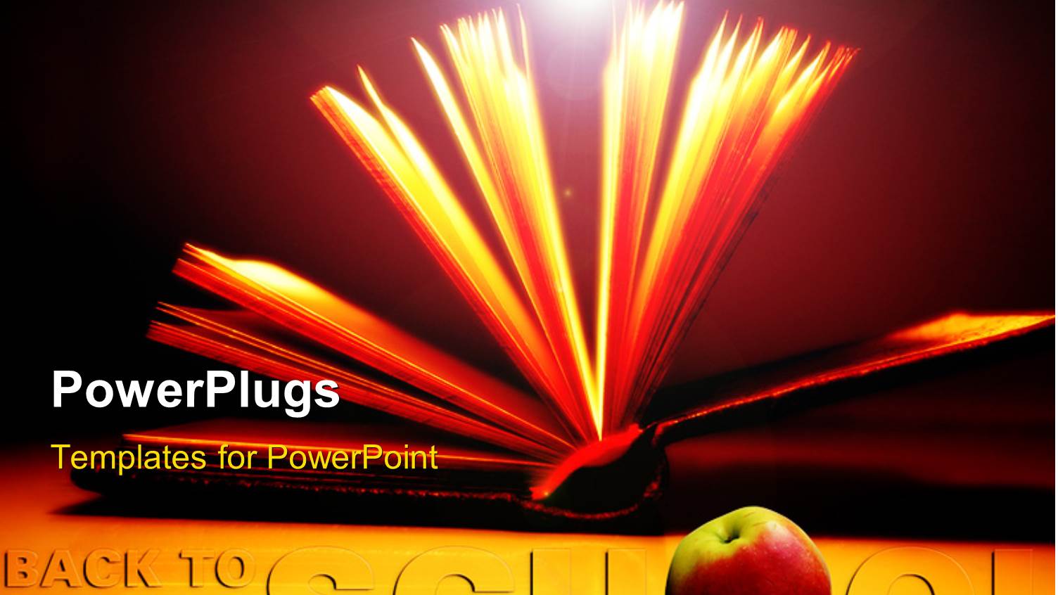 the Word School with an Apple with Book in the Background