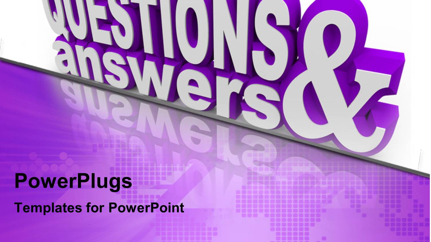 Words Questions and Answers in 3D on an Angle with Reflection on World Map