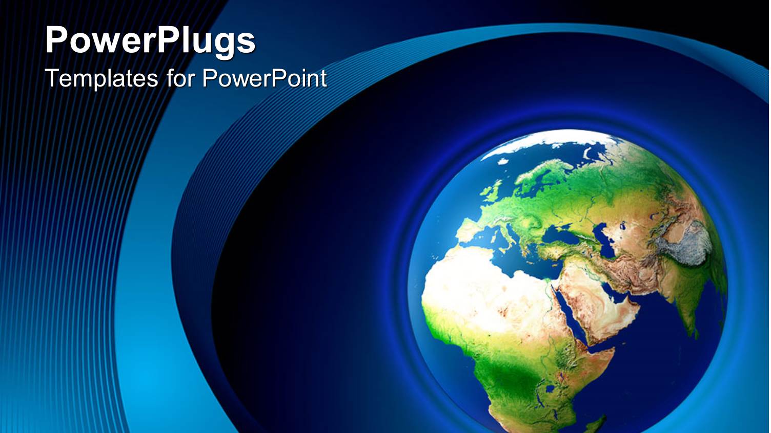 World Globe Earth with Africa, Europe, Asia Continents on Blue Background