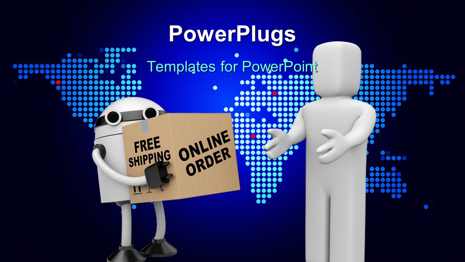 World Map Background with Man Receiving Shipping Package from a Online Order