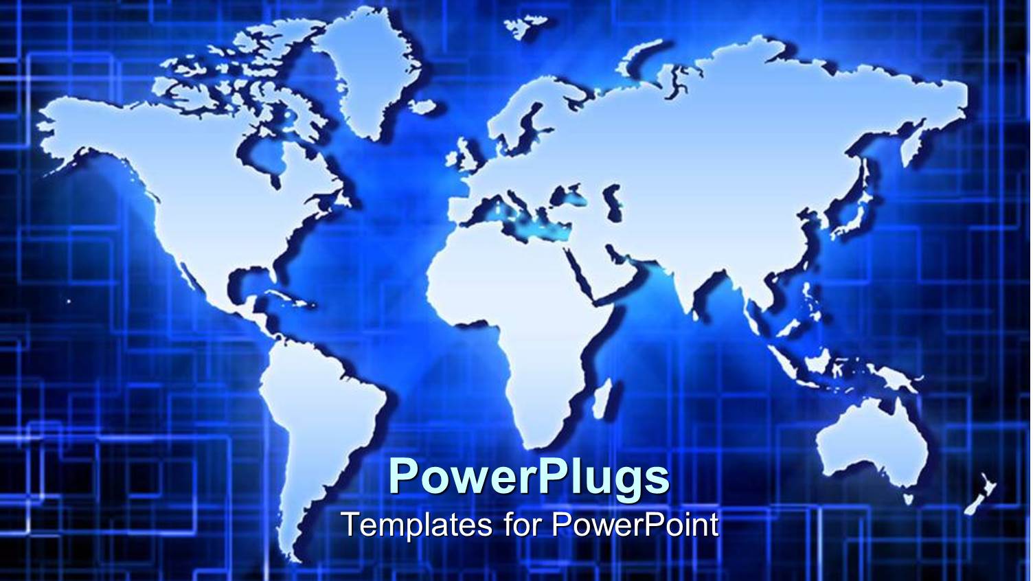 World Map Over Abstract Background of Lines on Blue